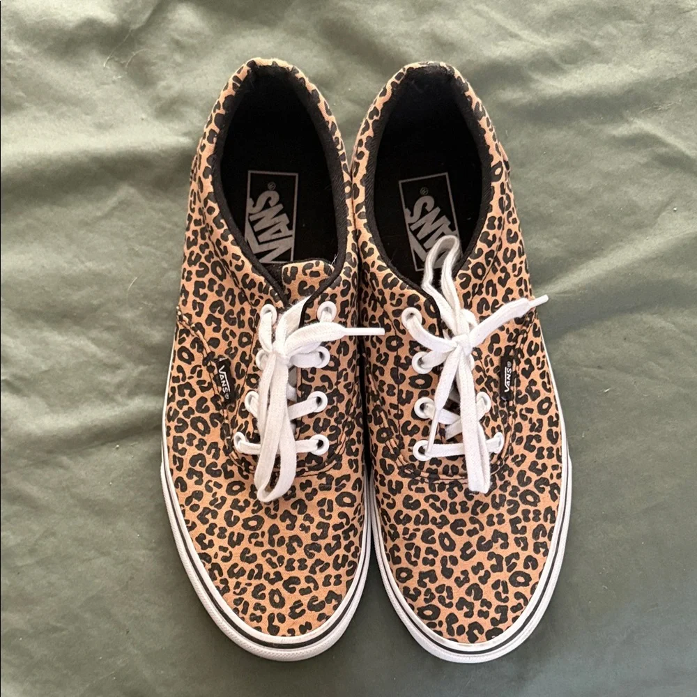 Vans Women’s Leopard Sneakers with White Accents - Picture 2 of 4